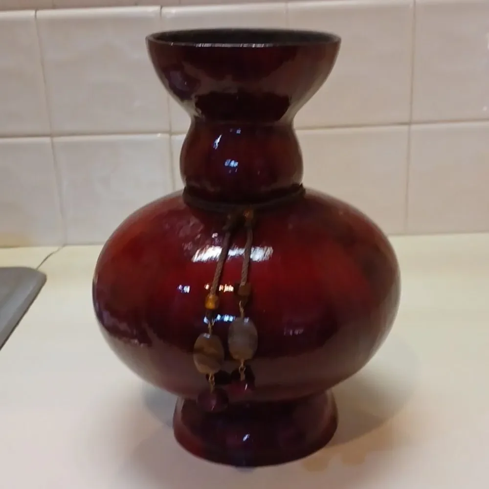 Gourd‎ Finished To A Vase Handcrafted New  10Tx22 Round Signed New